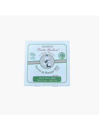Savon de rasage lait de chèvre avocat menthe Berthe Guilhem face